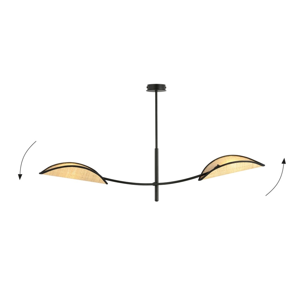 Emibig plafoniera Lotus 2 luci E14 nero rattan 103cm