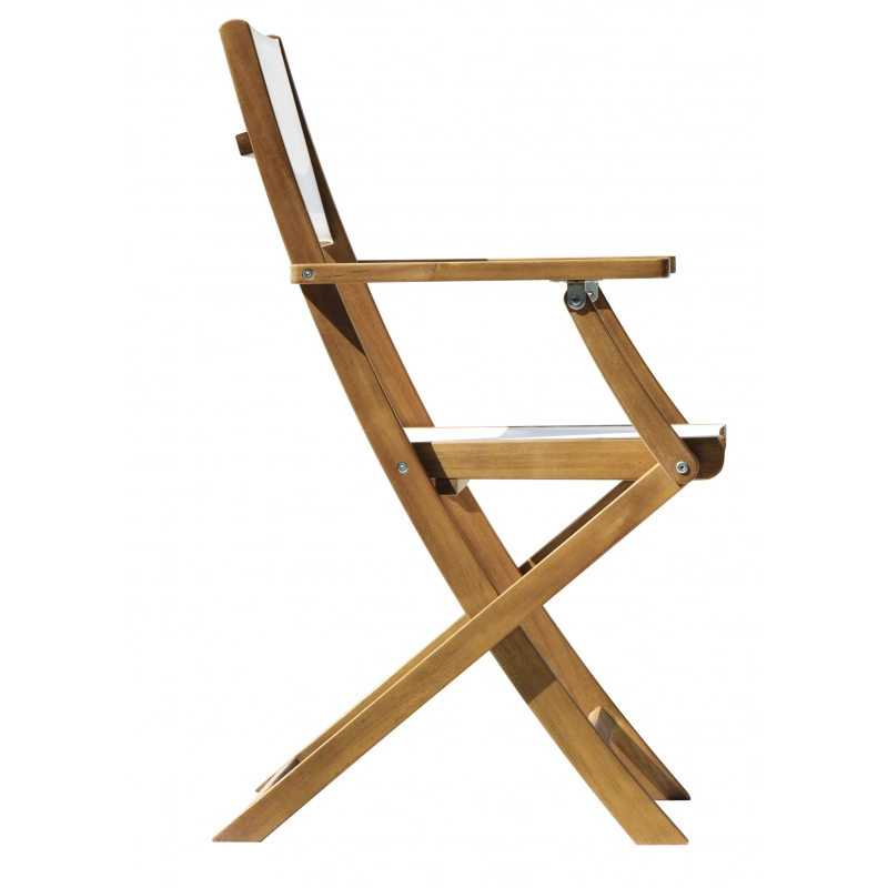 Set Di 2 Sedie Venturina In Acacia Pieghevole Con Textilene Con Braccioli Moia