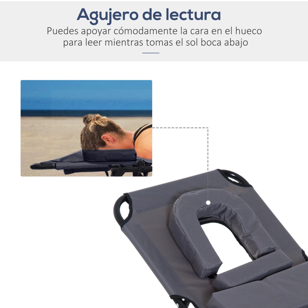Tumbona pieghevole ¨C zephmum ¨C grigio metallo tela Oxford 190x56x28 cm