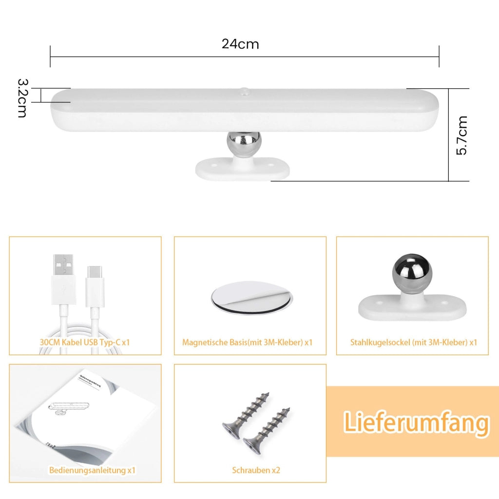 ZMH Lampada da parete LED per interni dimmerabile luce sottopensile da 24cm luce notturna a batteria luce senza fili