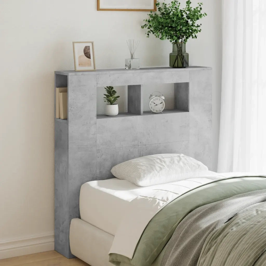 Testiera | Testata LED Grigio Cemento 100x18,5x103,5 cm Legno Multistrato