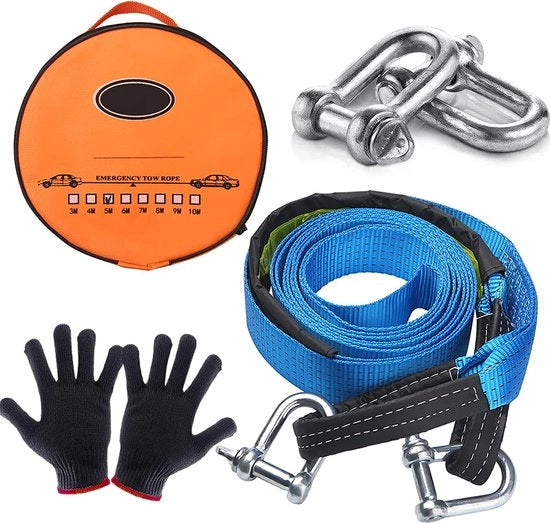 Freno di arresto automatico 5 cm x 5 m, 17.600 lbs - 8 ton triplo rinforzato, lusso finale per sicurezza con manopole antiscivolo e borsa di stoccaggio (5 m)