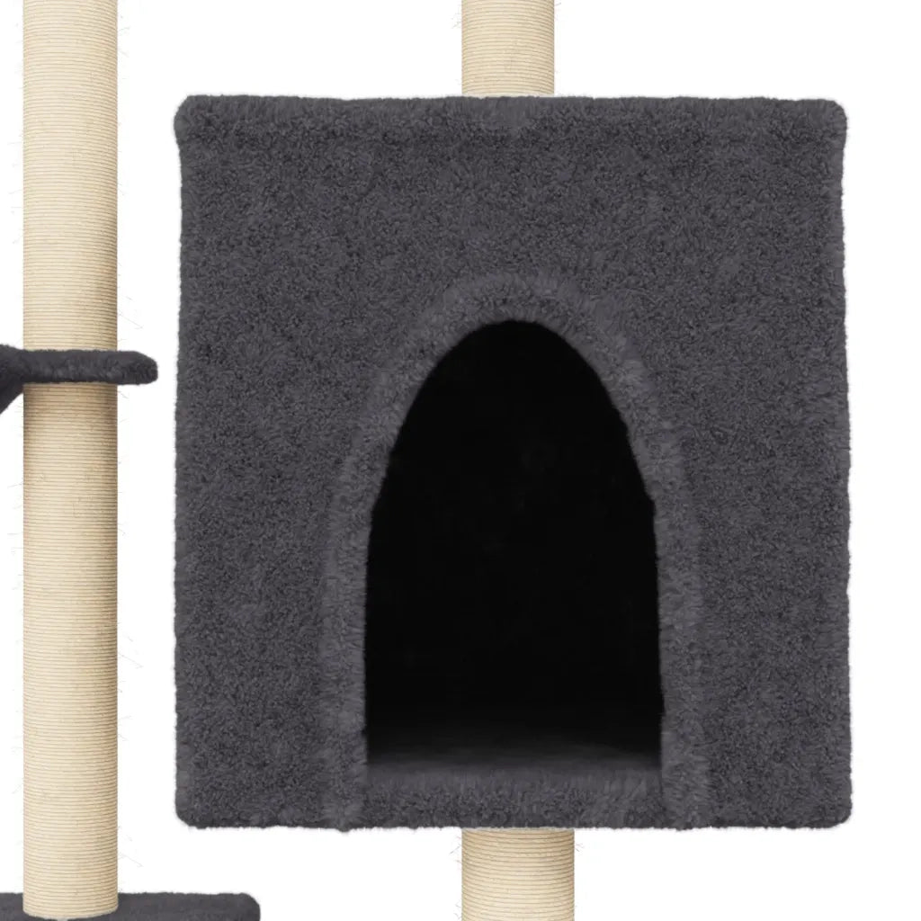 Albero per Gatti con Tiragraffi in Sisal Grigio Scuro 117 cm