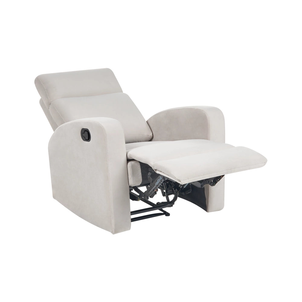 Divano 2 posti con schienale reclinabile manualmente in velluto bianco sporco design moderno glamour soggiorno