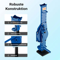 Argano in acciaio 3000 kg Argano a cremagliera Altezza 725 mm Altezza di sollevamento 350 mm