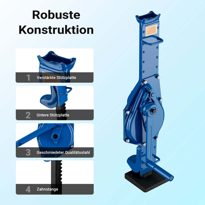 Argano in acciaio 3000 kg Argano a cremagliera Altezza 725 mm Altezza di sollevamento 350 mm
