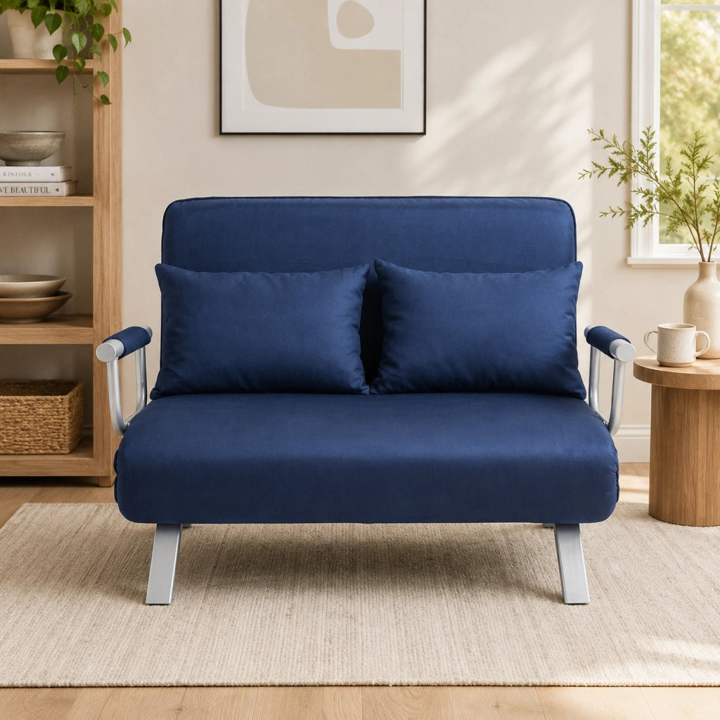 Divano letto 111x80x78 cm con schienale regolabile; poliestere blu