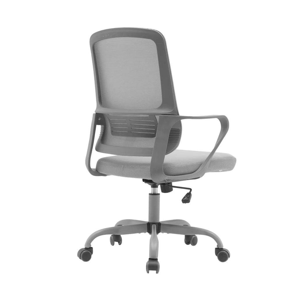 Sedia studio Hispanohogar regolabile in altezza tessuto e rete grigio 109x59x56