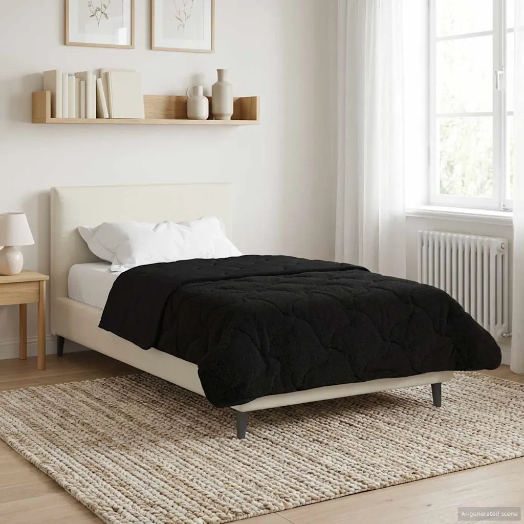 Piumone | Duvet Estivo Nero 140 x 200 cm Microfibra e Fleece Teddy