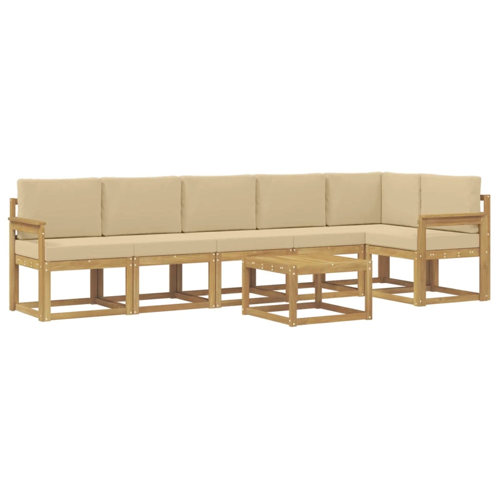 Set di divani da esterno 7 pz Bianco e Beige Poliestere 3387727