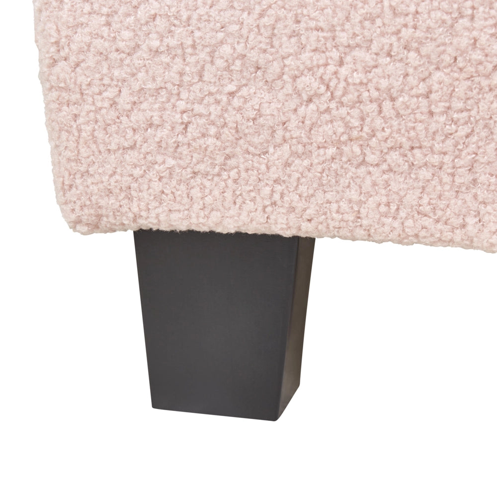 Letto singolo 90 x 200 cm in bouclé rosa chiaro con rete a doghe senza testiera
