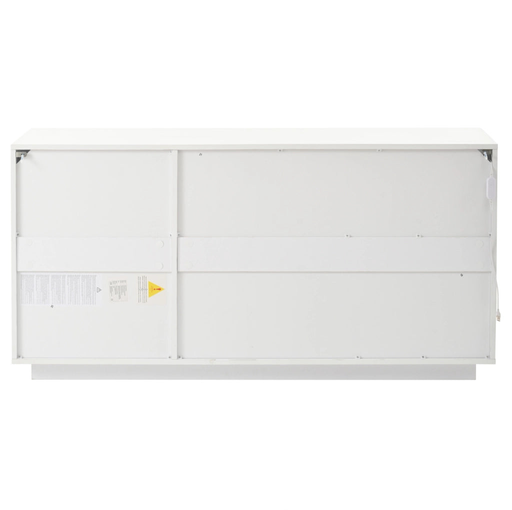 Credenza ULEVR 140x40x70 cm con 3 ante, 5 ripiani regolabili e LED USB, bianco e nero