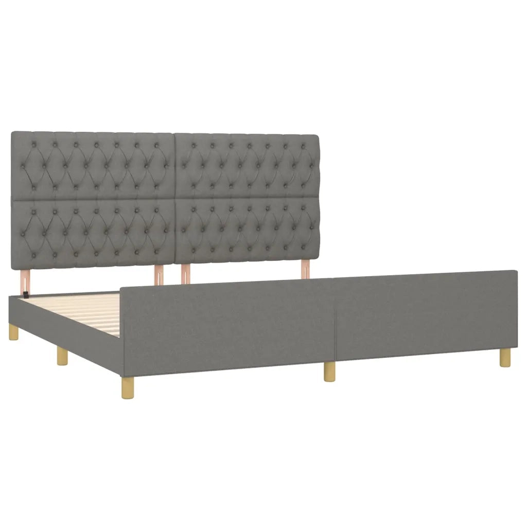Giroletto con Testiera Grigio Scuro 200x200 cm in Tessuto 3125325