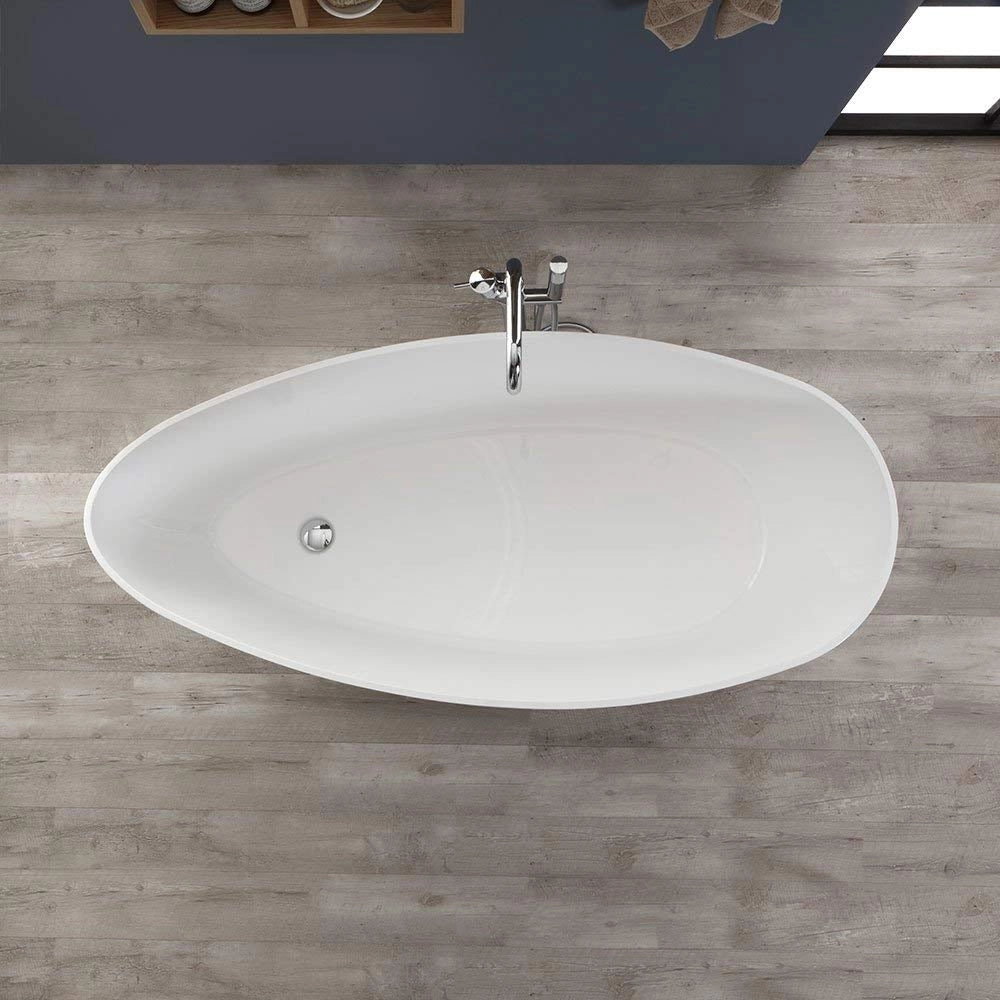 Vasca da bagno moderna freestandig in marmo resina a barca bianca 157cm Badok Moray