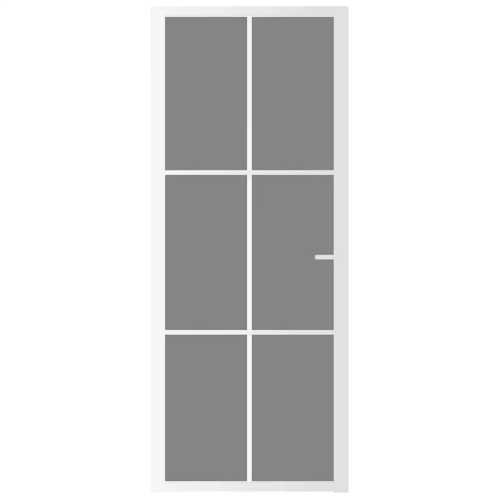 Porta Interna 83x201,5 cm Bianca in Vetro ESG e Alluminio 350589