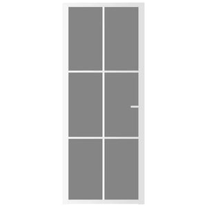 Porta Interna 83x201,5 cm Bianca in Vetro ESG e Alluminio 350589