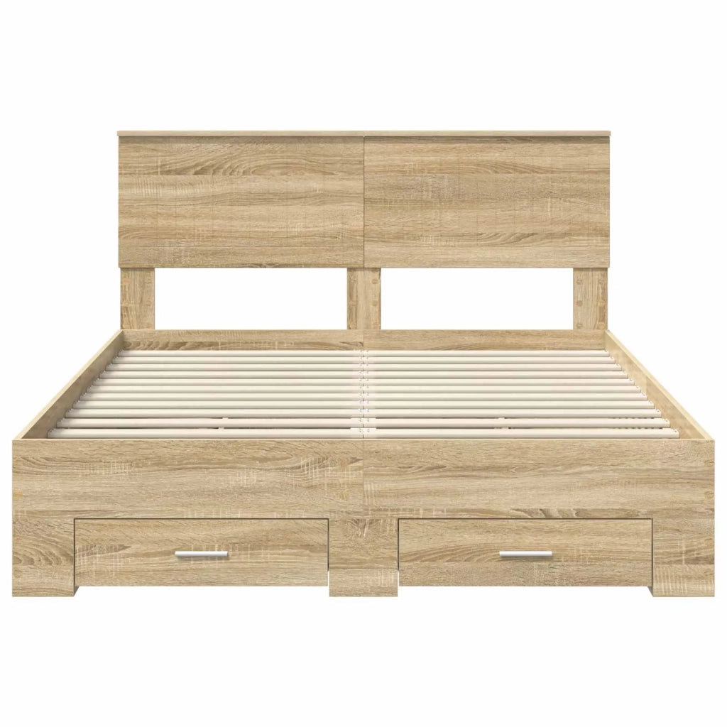 Struttura del letto con testiera Rovere Sonoma 135 x 190 cm