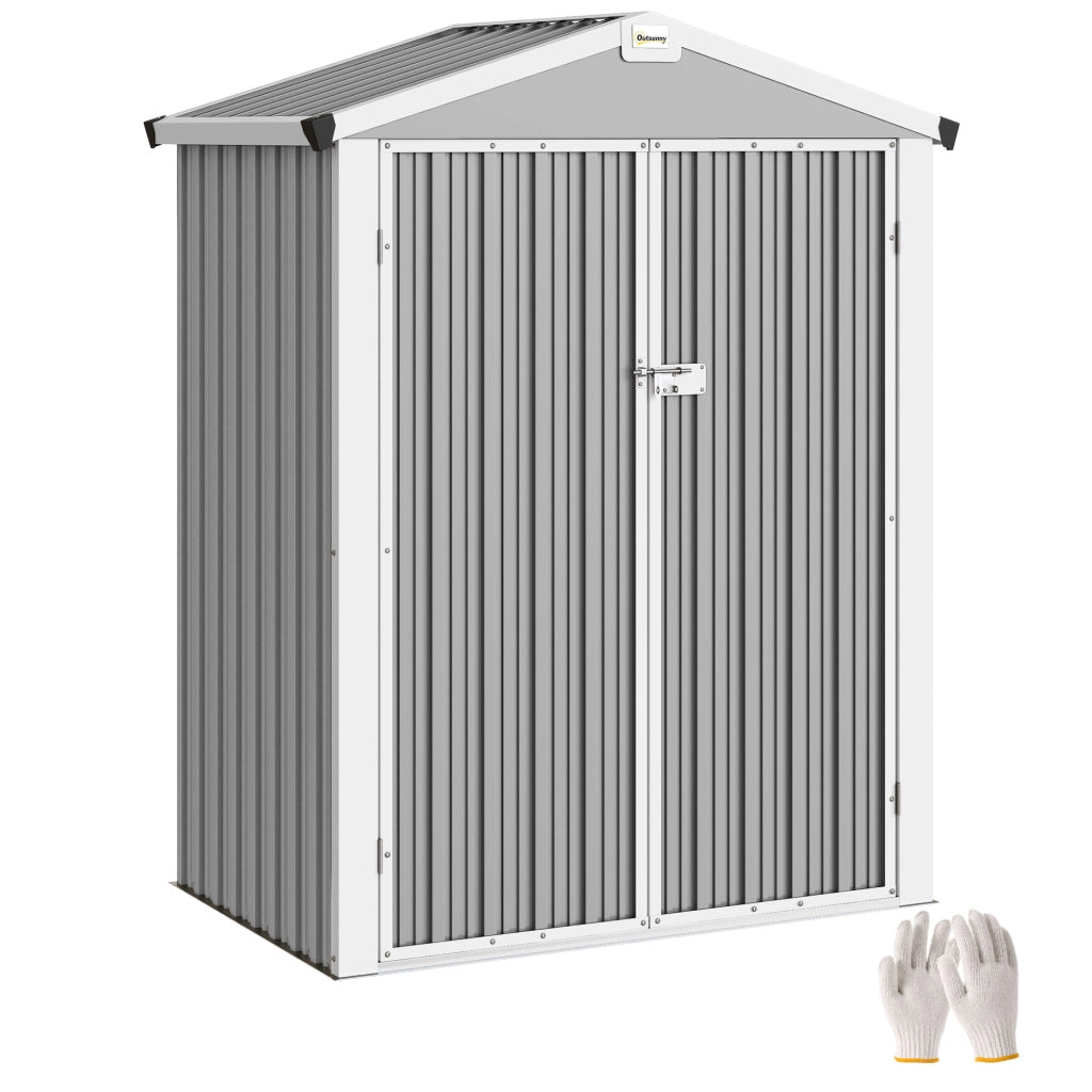 Casetta da Giardino in Acciaio ¨C Zephmum ¨C Grigio Argento 133x87x178 cm