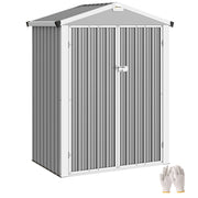 Casetta da Giardino in Acciaio ¨C Zephmum ¨C Grigio Argento 133x87x178 cm