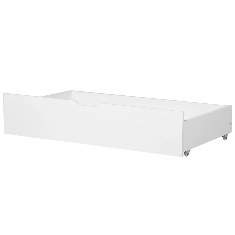 Set di 2 cassetti letto contenitore sottoletto in legno massello bianco con ruote