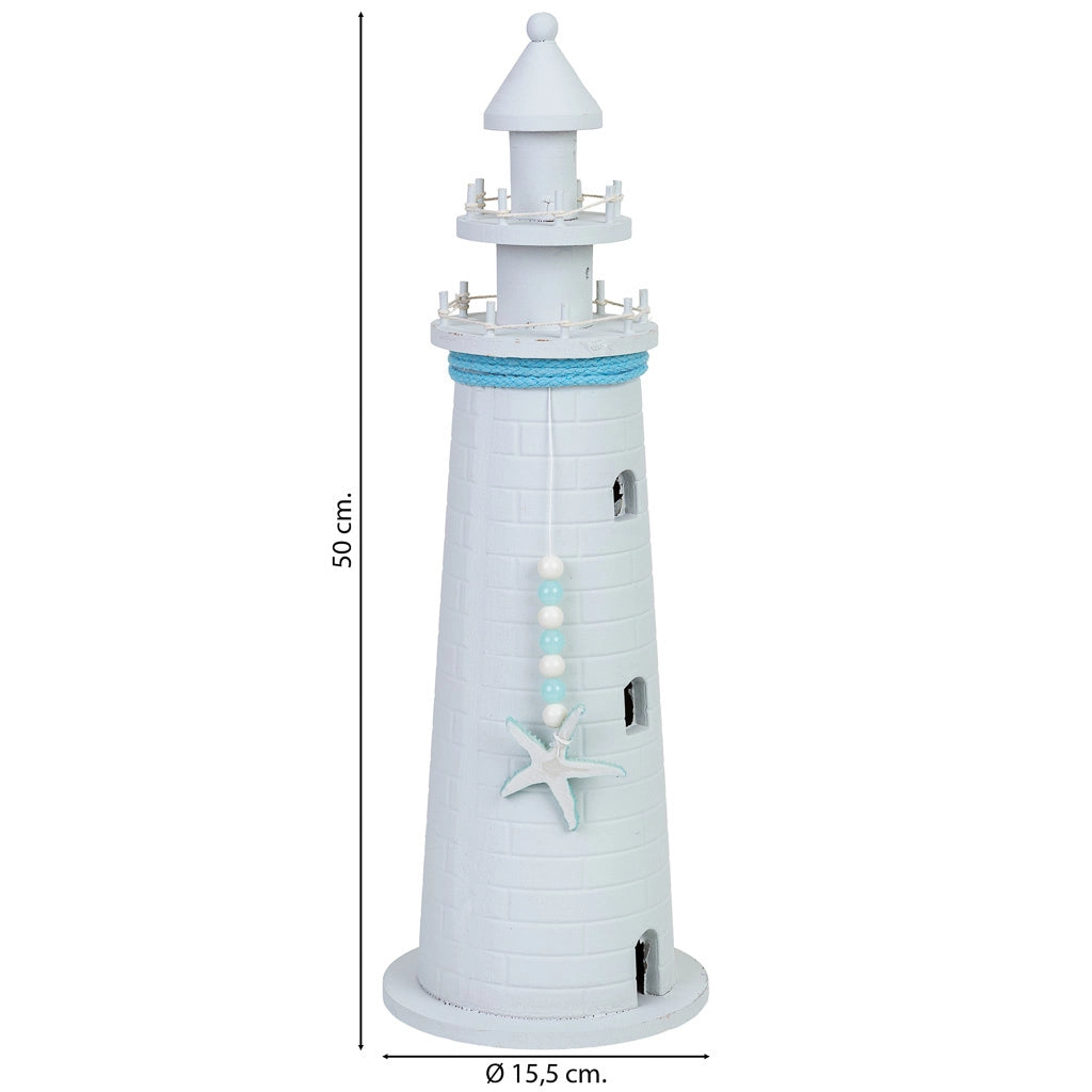 Figura decorativa faro legno bianco 15.5x15.5x50h cm
