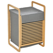 Cesto per bucato in bamb¨´ con tapa e sacchetto estraibile ¨C zephmum ¨C naturale e grigio 40x35.5x60.5 cm