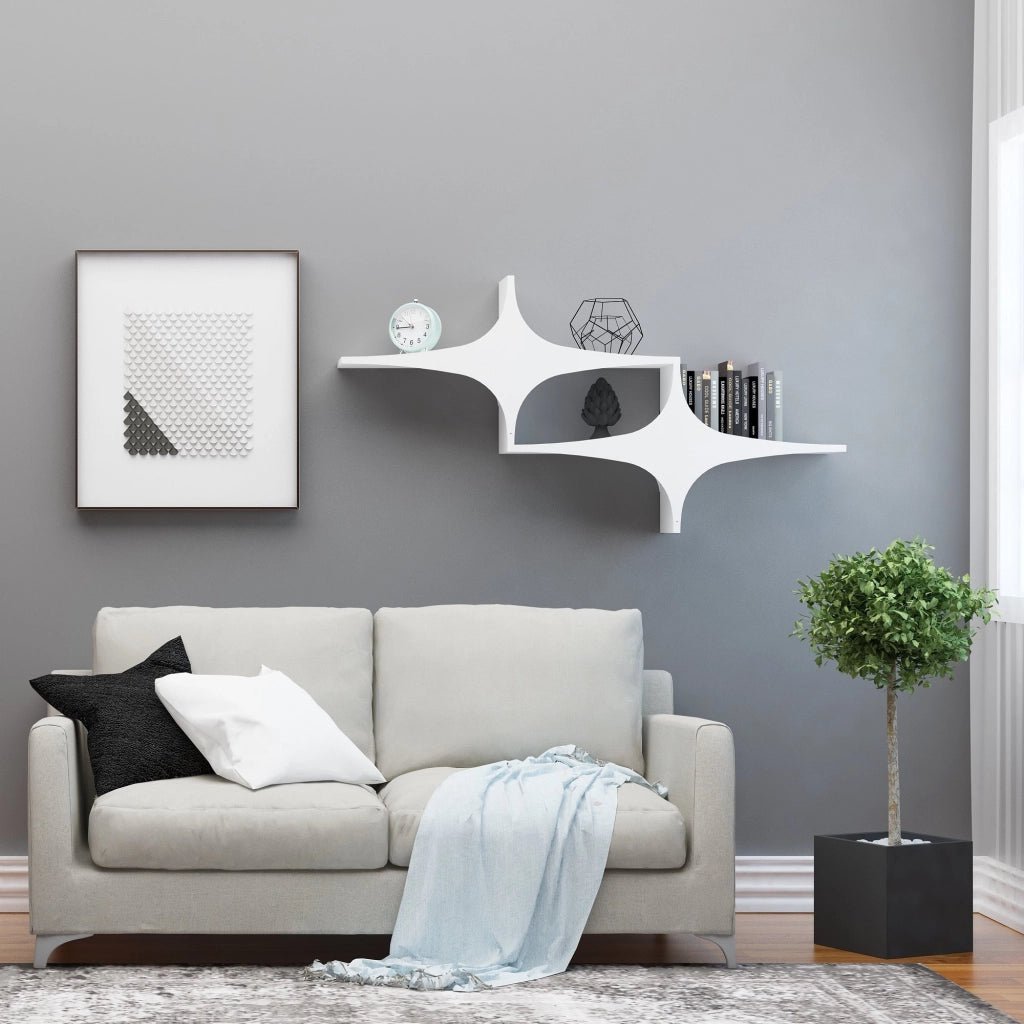 Mensola da parete in legno "Susen" - 135 x 20 x 69 cm - Bianco