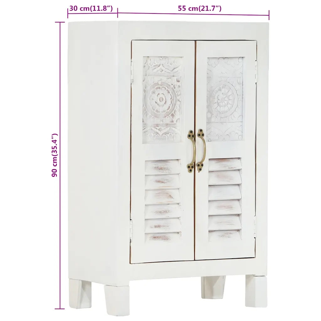 Credenza Bianca 55x30x90 cm in Legno Massello di Acacia 351612