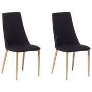 Set di 2 sedie da pranzo con sedile imbottito in tessuto nero e legno chiaro con schienale alto