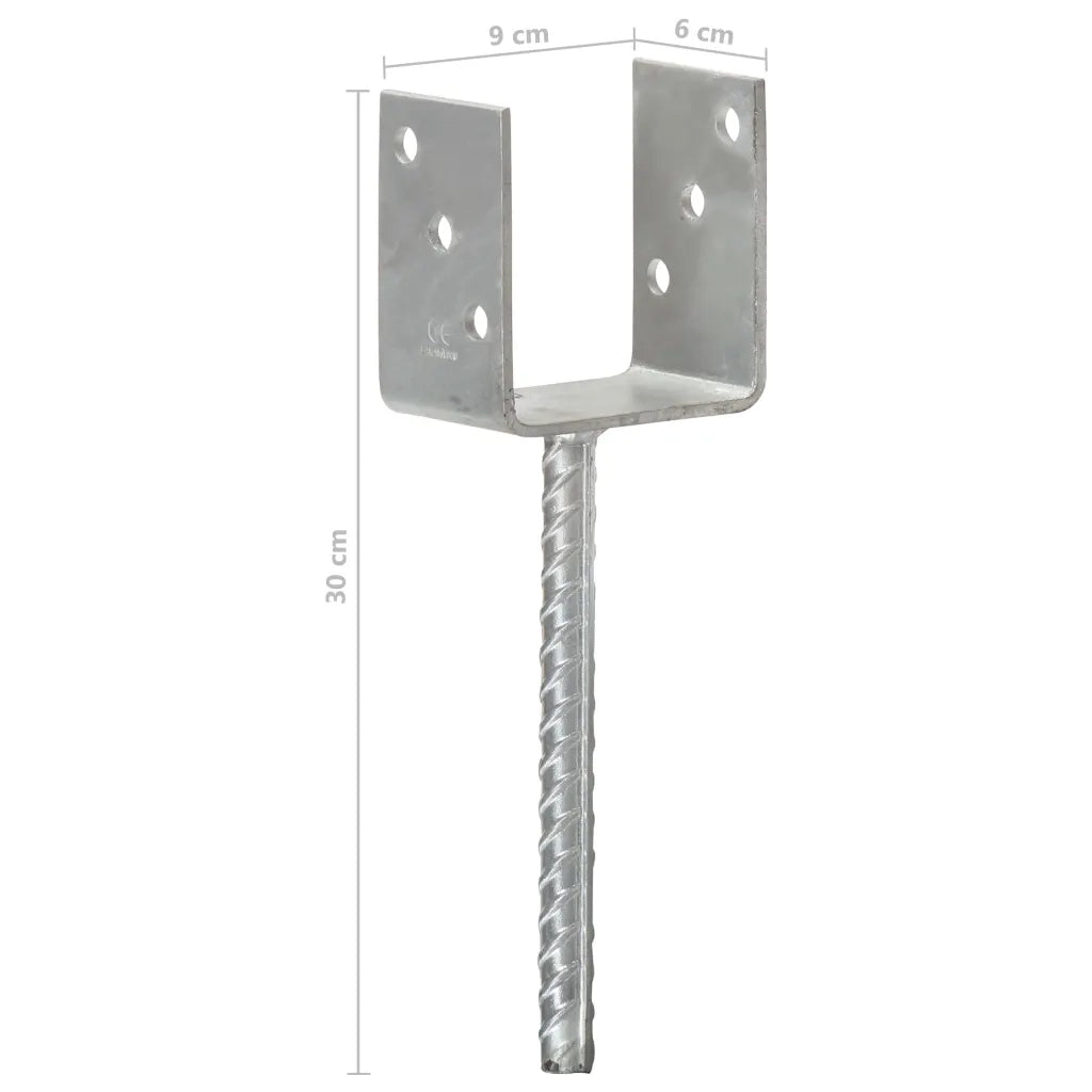 Picchetti per Recinzione 6 pz Argento 9x6x30 cm Acciaio Zincato CFW7580312