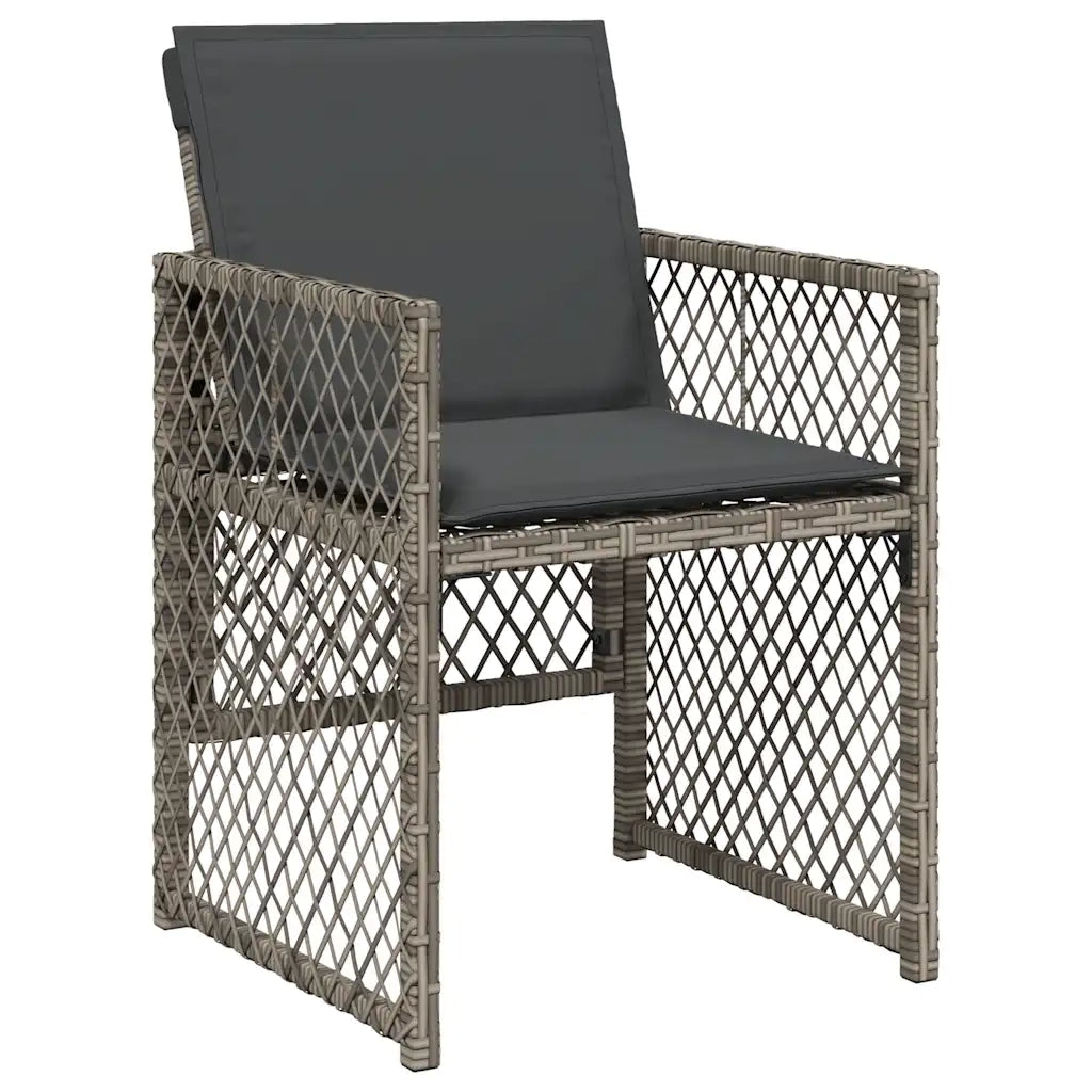 Set da Pranzo da Giardino 17pz con Cuscini Grigio in Polyrattan 3210884