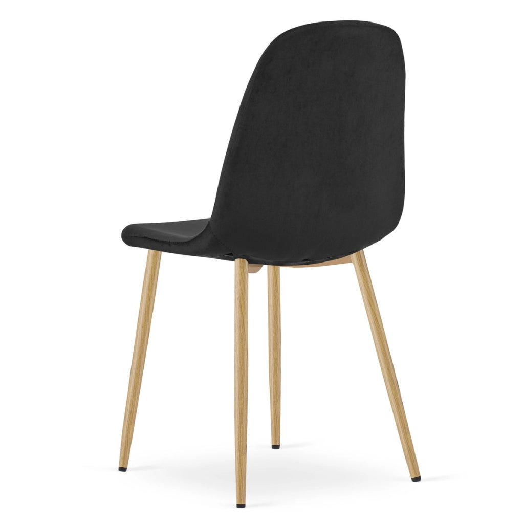 Set di 2 sedie Padva in velluto nero con gambe effetto rovere