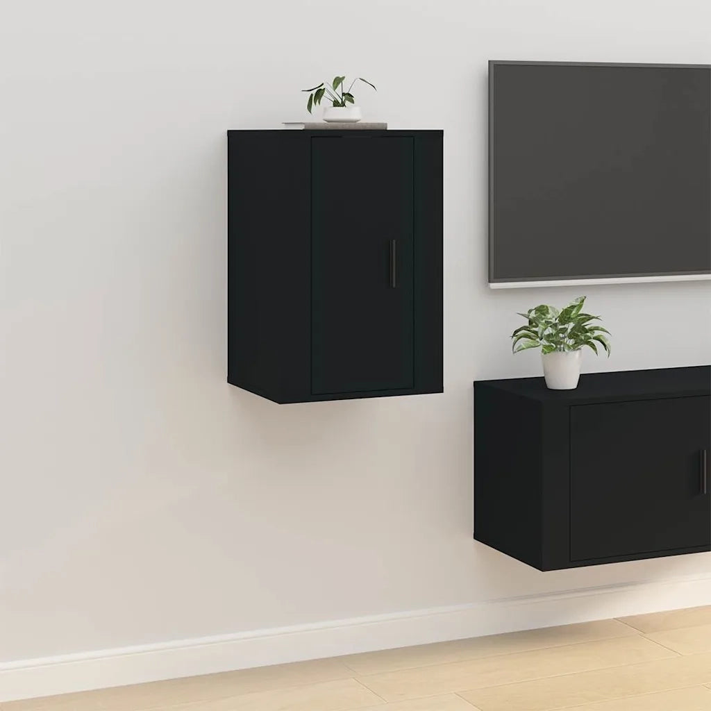 Mobili Porta TV a Parete 2 pz | Armadietto TV | Mobile Porta TV Nero 40x34,5x60 cm