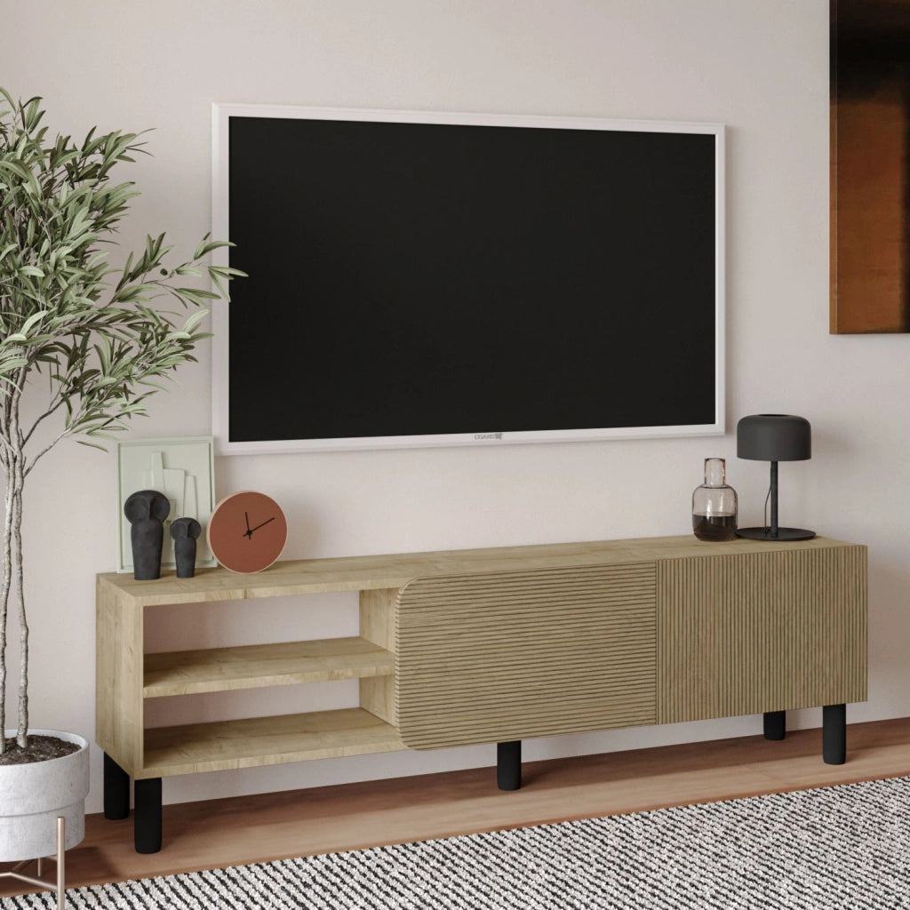 Porta TV in legno "River" - 150 x 31 x 48 cm - Beige