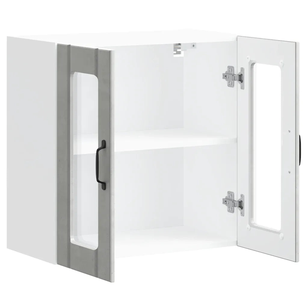 Pensile da Cucina con Porta in Vetro Lucca Grigio Cemento 853911
