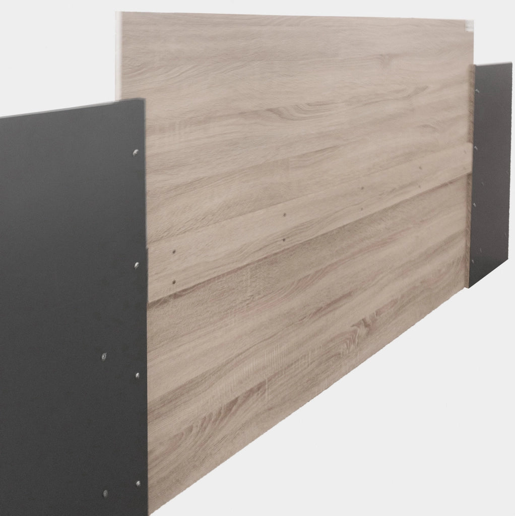 Letto matrimoniale 160x200 cm con 2 comodini; legno; Sonoma e grigio scuro