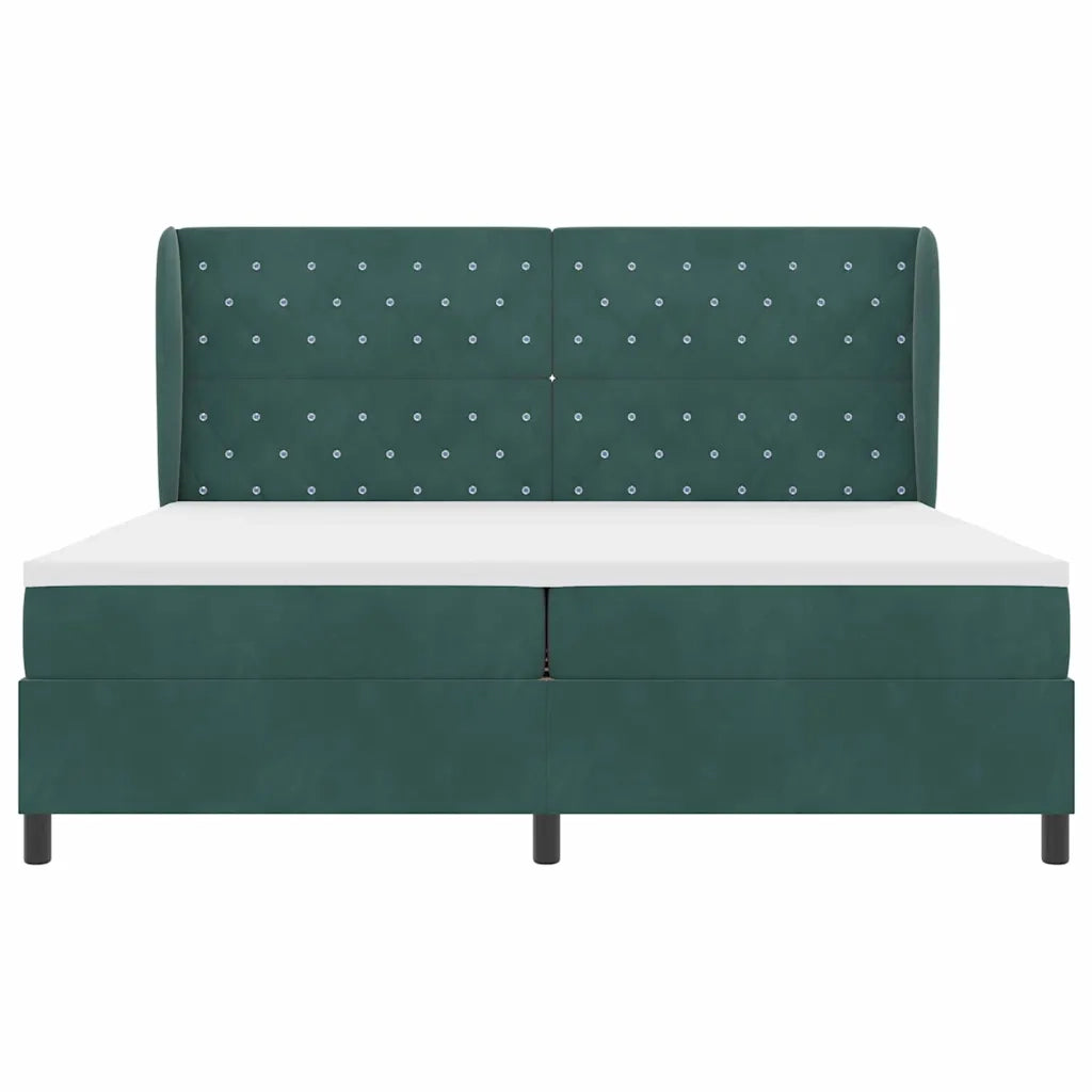 Letto a molle con materasso Verde Scuro 200 x 200 cm Velluto 3340895
