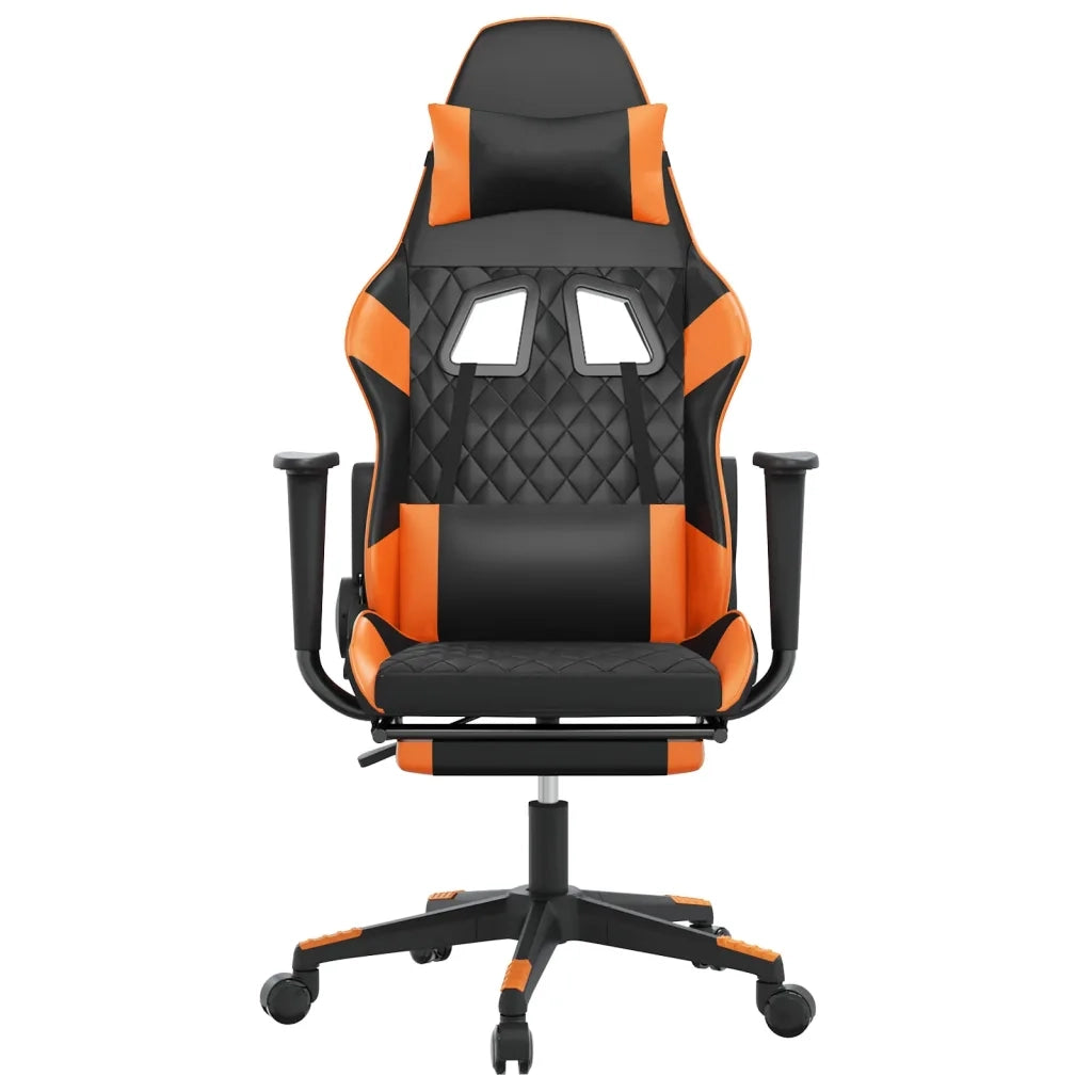 Sedia Gaming Massaggio Poggiapiedi Nero e Arancione Similpelle 345528