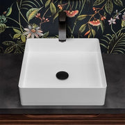 Lavabo da appoggio quadrato 45 cm in acciaio inox bianco opaco  Goya