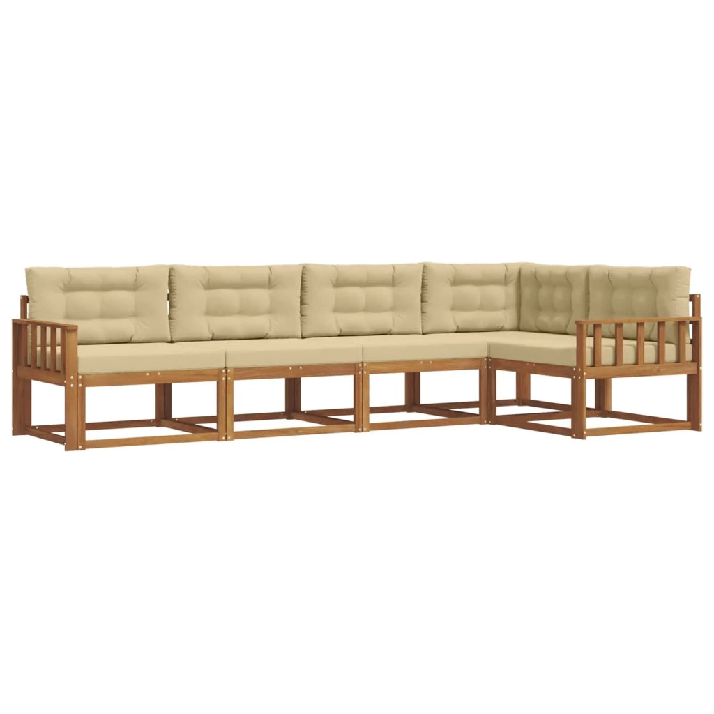Set di divani da esterno con cuscino 5 pcs Naturale e Beige