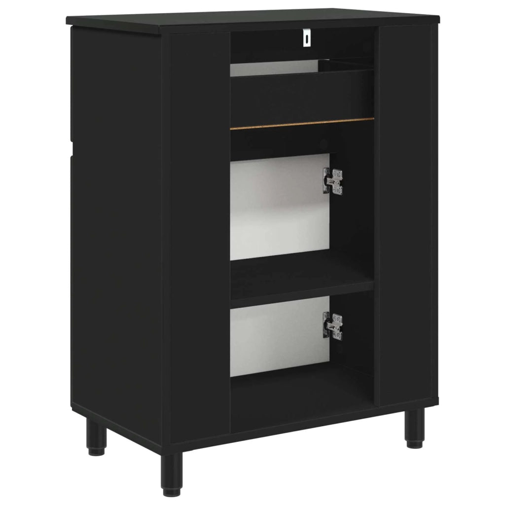 Mobiletto da bagno Nero 60 x 35 x 80 cm Legno ingegnerizzato
