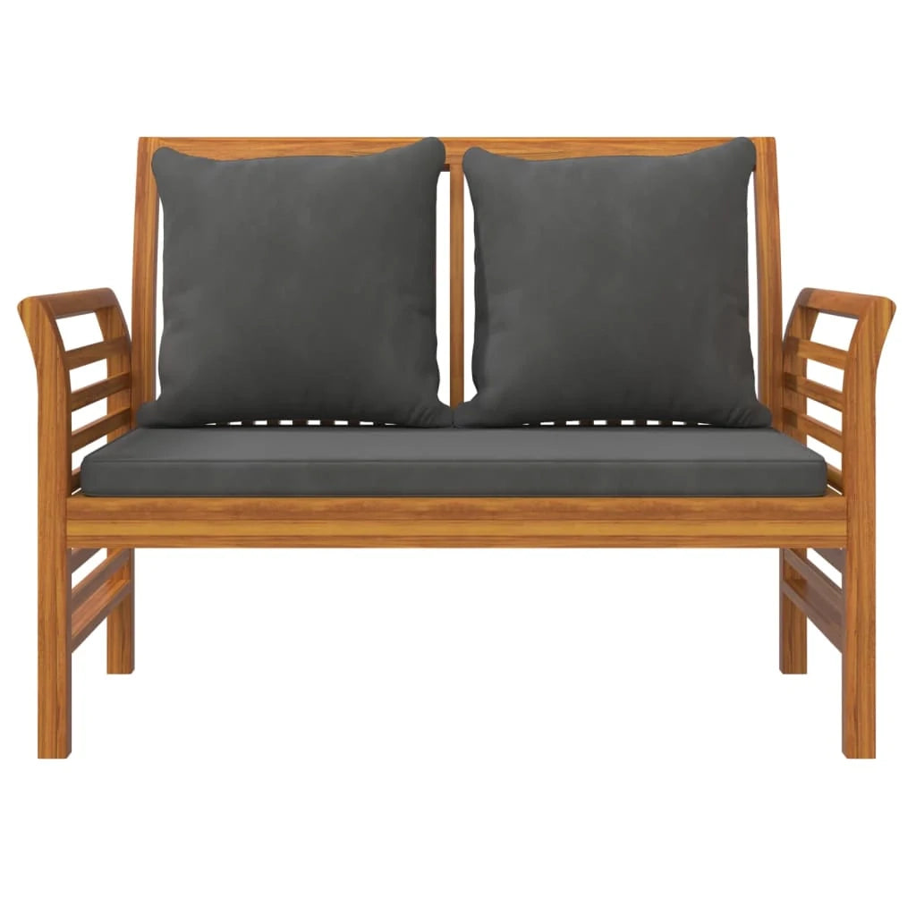 Panca da giardino mobili da esterno per patio divano da terrazza con cuscini 120 x 60 x 81 cm grigio scuro legno massello di acacia 02_0011139