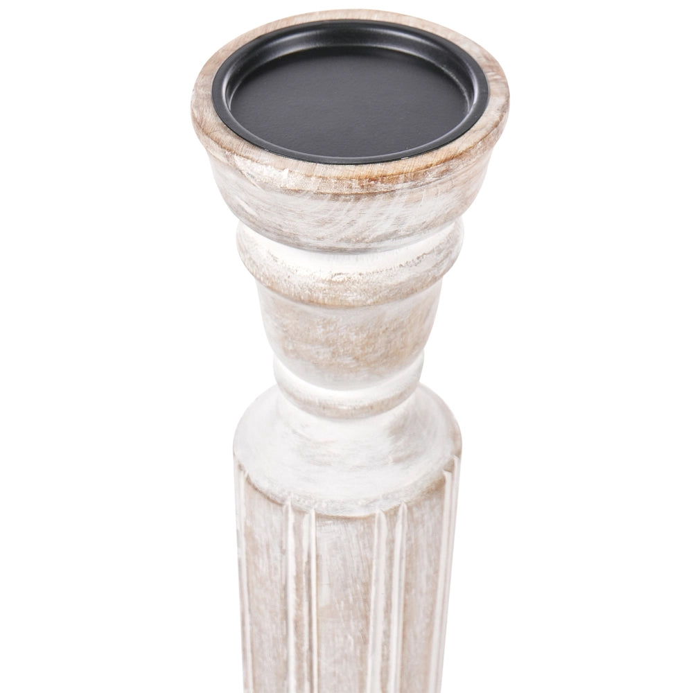 Set di 2 portacandele in legno di mango marrone chiaro Decorativo
