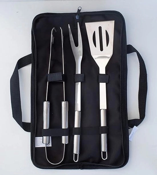 Accessori per barbecue, acciaio inossidabile, set di forchette BBQ di alta qualità, con borsa portatile, set di attrezzi per barbecue perfetto per uomini, con termometro per carne, regalo.