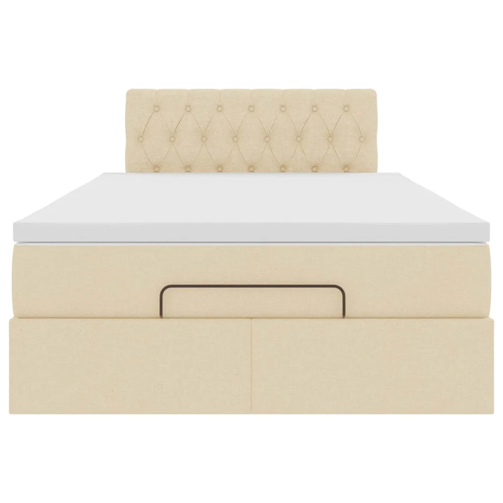 Struttura Letto Pouf con Materasso Crema 120x190 cm in Tessuto 3311530