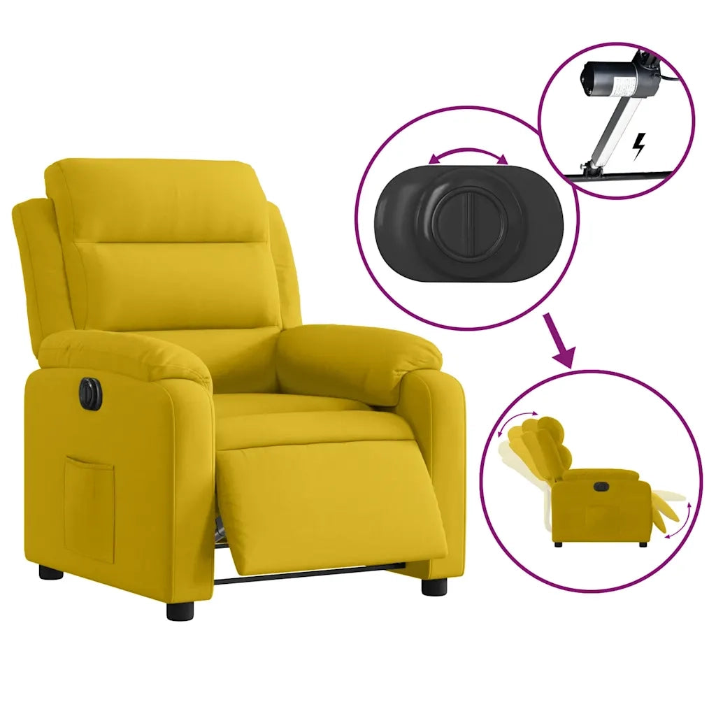 Divano Sedia-Poltrona Reclinabile Elettrica Gialla in Velluto 308438
