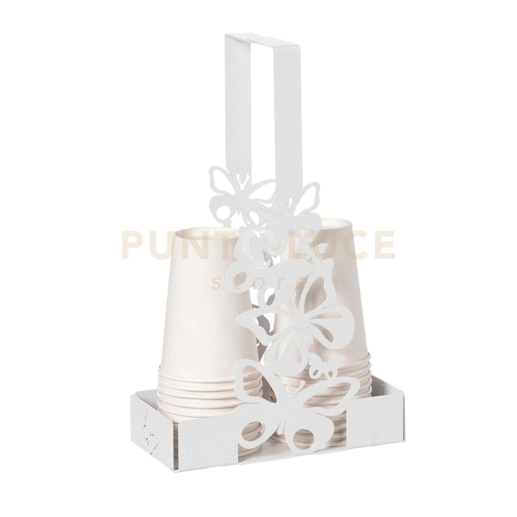 Porta bicchieri Farfalloso Bianco marmo