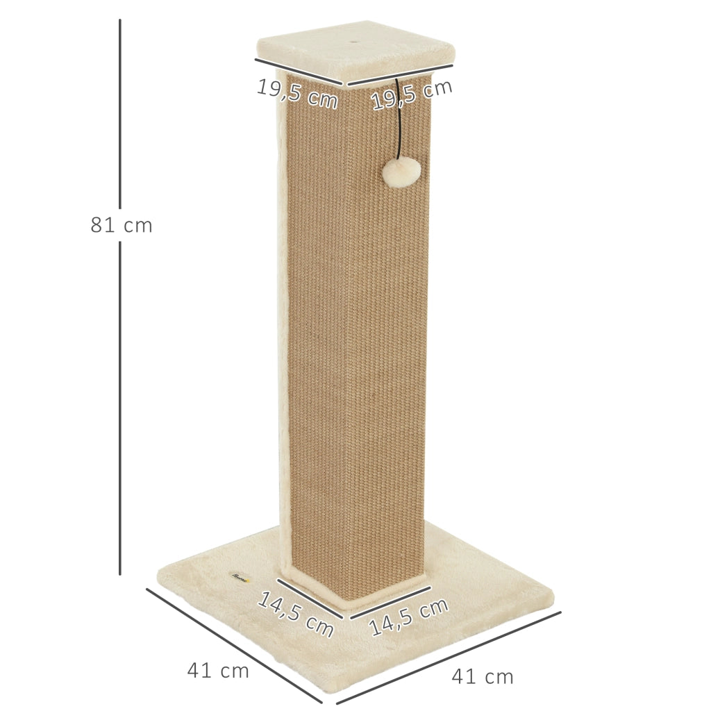 Tiragraffi per Gatti con Palo e Palla ¨C Minimal ¨C 41x41x81 Beige