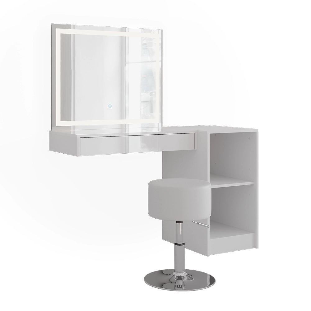 Vicco Tavolo da toeletta Bianco/bianco lucido 120 cm 4 parti