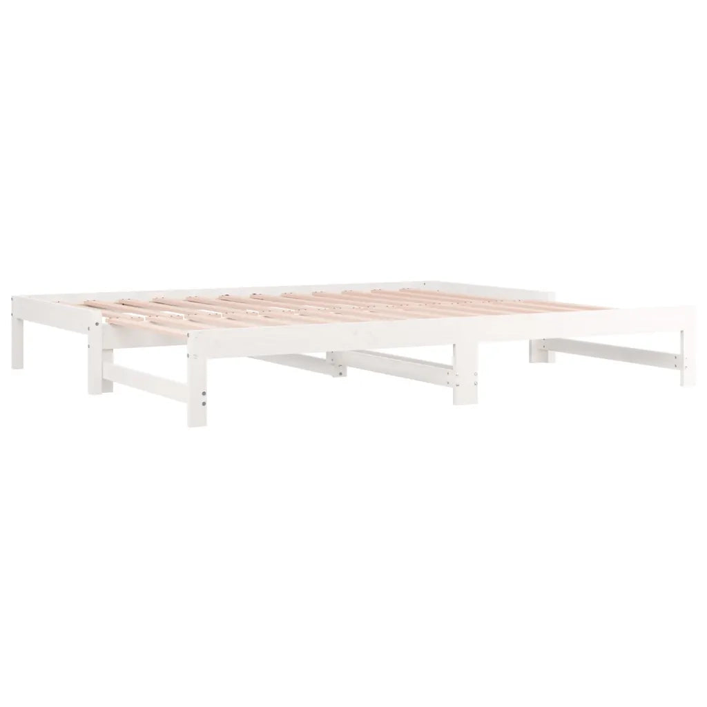 Letto singolo | Letto per adulti | Dormeuse Estraibile Bianca 2x(80x200) cm Legno Massello di Pino